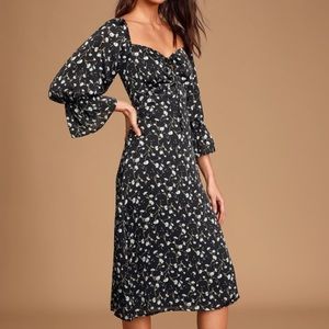Lulus Navy Floral Dress